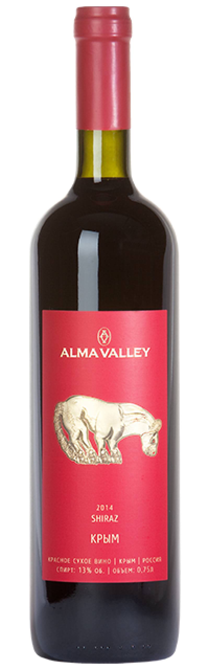 Вино Альминская Долина. Шираз 2015  0,75 л.  Alma Valley Shiraz  2015 0,75 L.