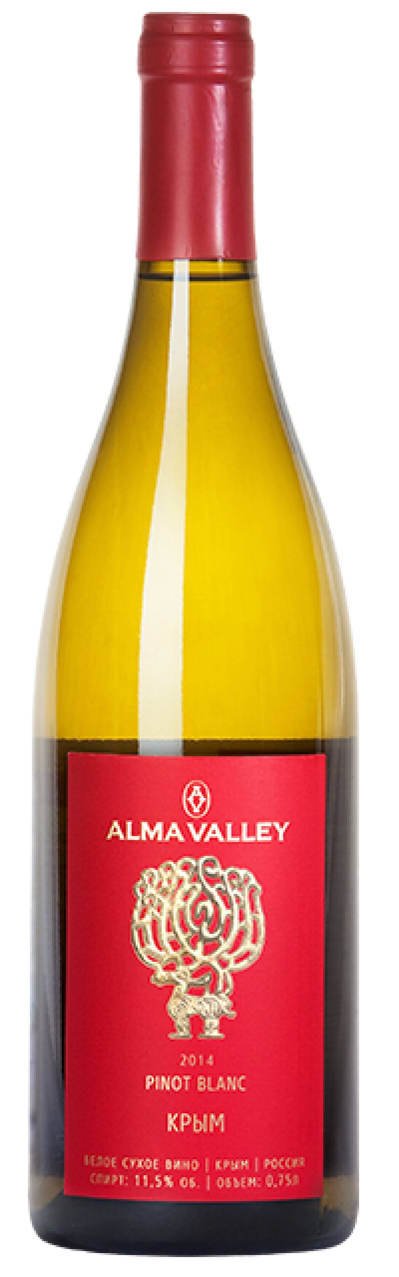 Вино Альминская Долина. Пино Блан  2014  0,75 л.  Alma Valley Pinot Blanc 2014 0,75 L.